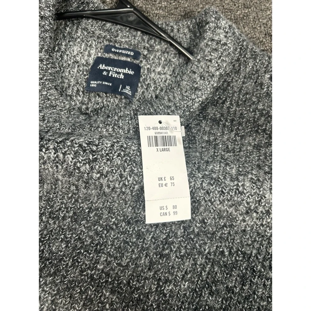 New Abercrombie Fitch Sweater Women XL Gray Ombre Oversized Chunky Knit Pullover